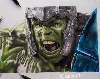 hulk drawing, handmade 100% - PRINT