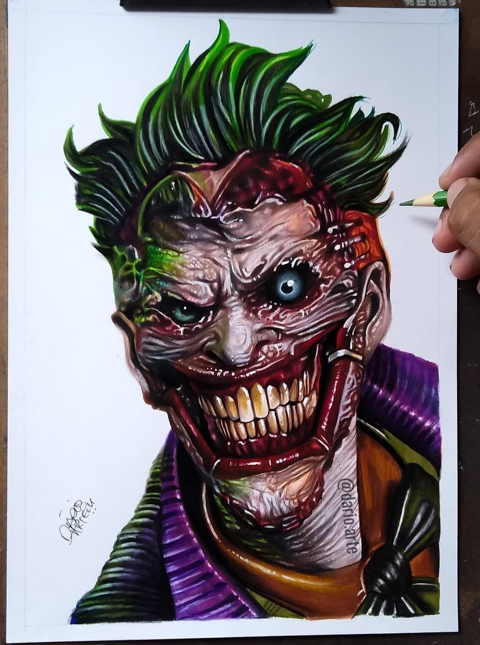 Buy Handmade Joker Drawing With Colored Pencils and Markers Online ...