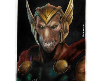 realistic drawing handmade PRINT  Beta Ray Bill