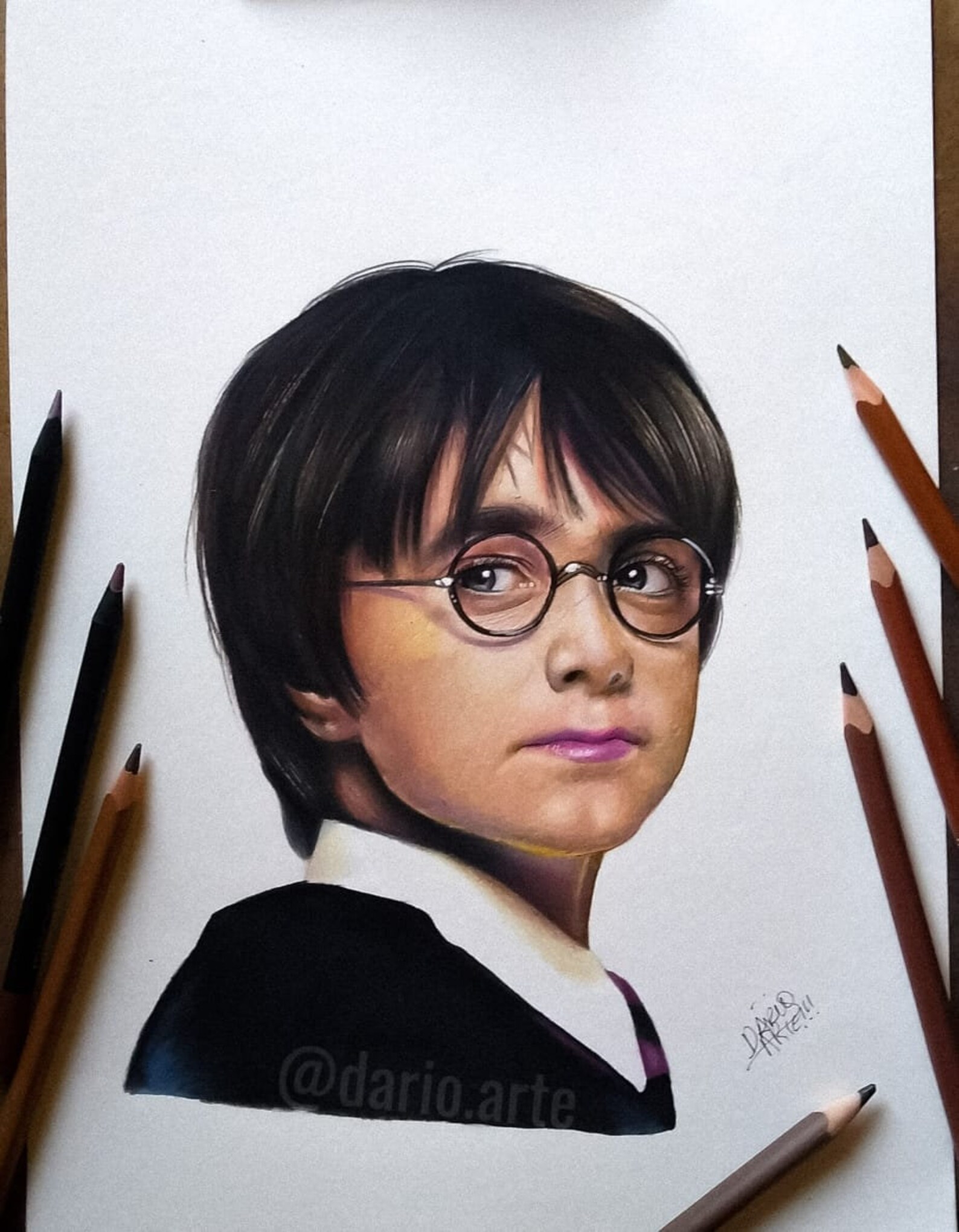 Drawing Young Harry Potter Handmade With Colored Pencils and Etsy