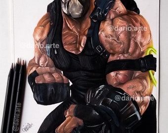 Drawing handmade Bane -batman / print