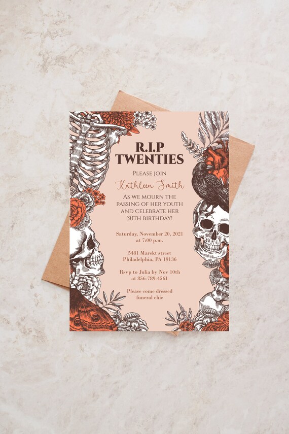 RIP to My Youth 20s 30s 40s 50s Birthday Invitation Made to