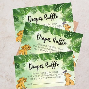 Carte de tombola Lion Diaper - Baby shower - Téléchargement immédiat