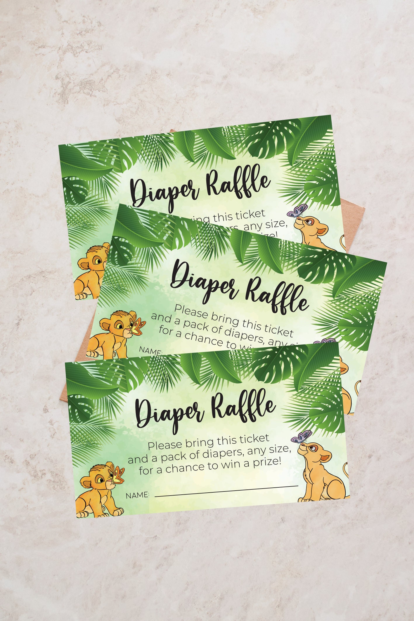 Lion Diaper Raffle Card Baby Shower Instant Download - Etsy