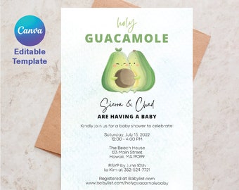 Holy Guacamole Baby Shower - Canva Template - DIY Design