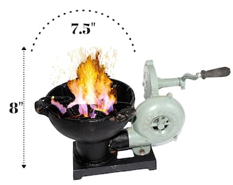 Vintage Style Blacksmith Forge: Hand Blower Furnace, Iron Bowl