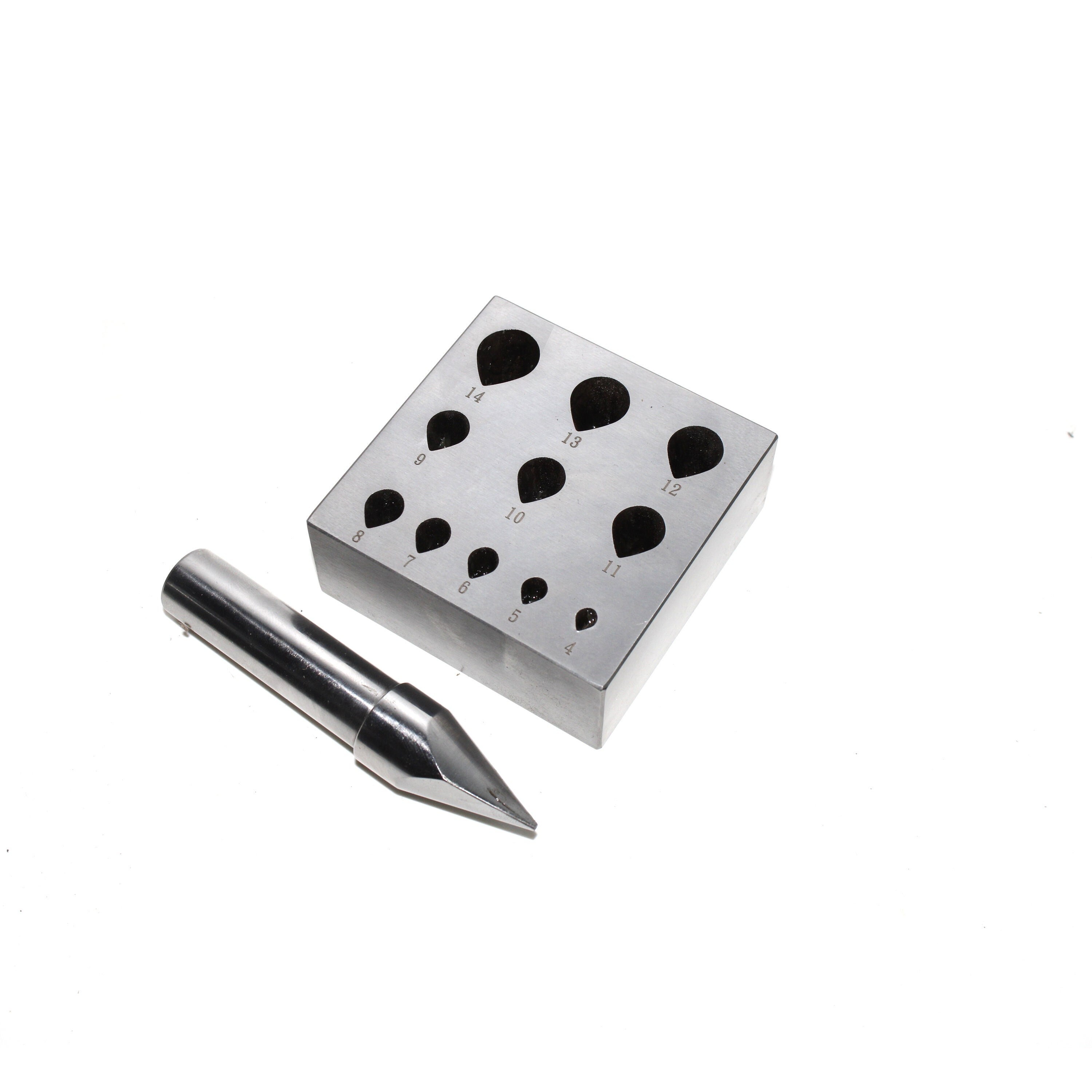 Bloc De Serrage Avec Poinçons Ronds 17° Pour Bijouterie - 14 Tailles De 3 à 16 Mm - Pour Former Des Lunettes