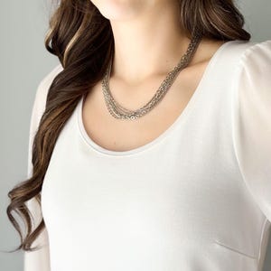 Vintage Handmade Silver Multi Chain Necklace, N2215-S