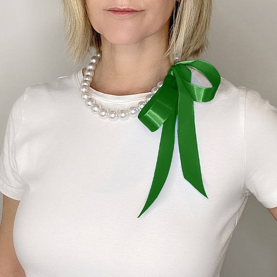 ネックレス・ペンダント Tie a Pearl ribbon Necklace Pearl Necklace With Ribbon Tie. - Etsy