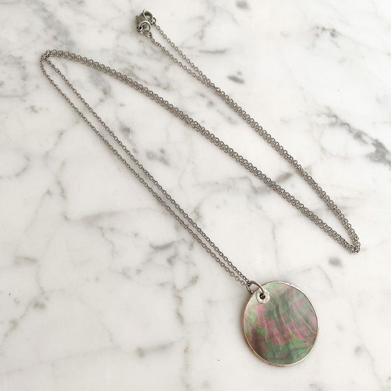 Vintage Paua Shell Pendant Necklace, Natural Shel… - image 3