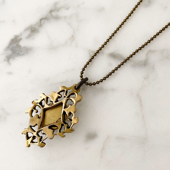 Vintage Filigree Pendant Necklace, Antique Gold T… - image 6