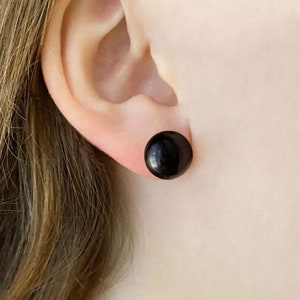 Black Studs • Black Stud Earrings • Everyday Black Earrings • Black Onyx Studs • Black Statement Stud Earrings • Black Dome Studs • S414-O