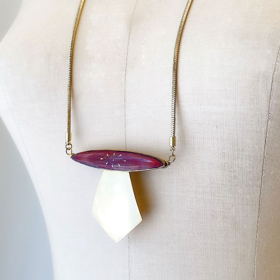Cherry Red Art Deco Necklace; a One of a Kind Ste… - image 2