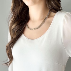 Vintage Mixed Metal Multi Chain Necklace, N2215-M