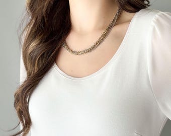 Vintage Mixed Metal Multi Chain Necklace, N2215-M