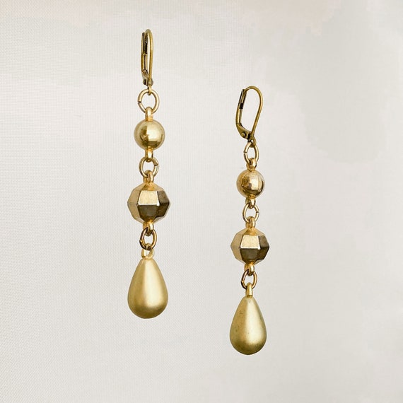 Lightweight Bronze Dangle Earrings, Oxidized Gold… - image 5