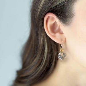 Silver Brass Scarab Beetles Egyptian Earrings, Your Choice of Mixed Metals or all Silver, Cute Lightweight Entomology Insect Jewelry, E953