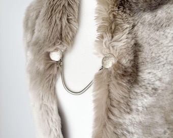 Vintage Silver Tone Sweater Clips | Engraved Cardigan Clips | Snake Chain Sweater Guard