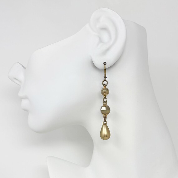 Lightweight Bronze Dangle Earrings, Oxidized Gold… - image 6