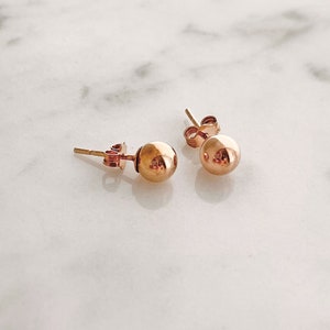 Rose Gold Studs, Petite 6mm Small Rose Gold Ball Stud Earrings, Rose Gold Earrings, Minimalist Rose Gold Jewelry, S801-RG image 1