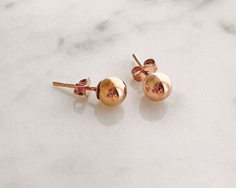 Rose Gold Studs, Petite 6mm Small Rose Gold Ball Stud Earrings, Rose Gold Earrings, Minimalist Rose Gold Jewelry, S801-RG