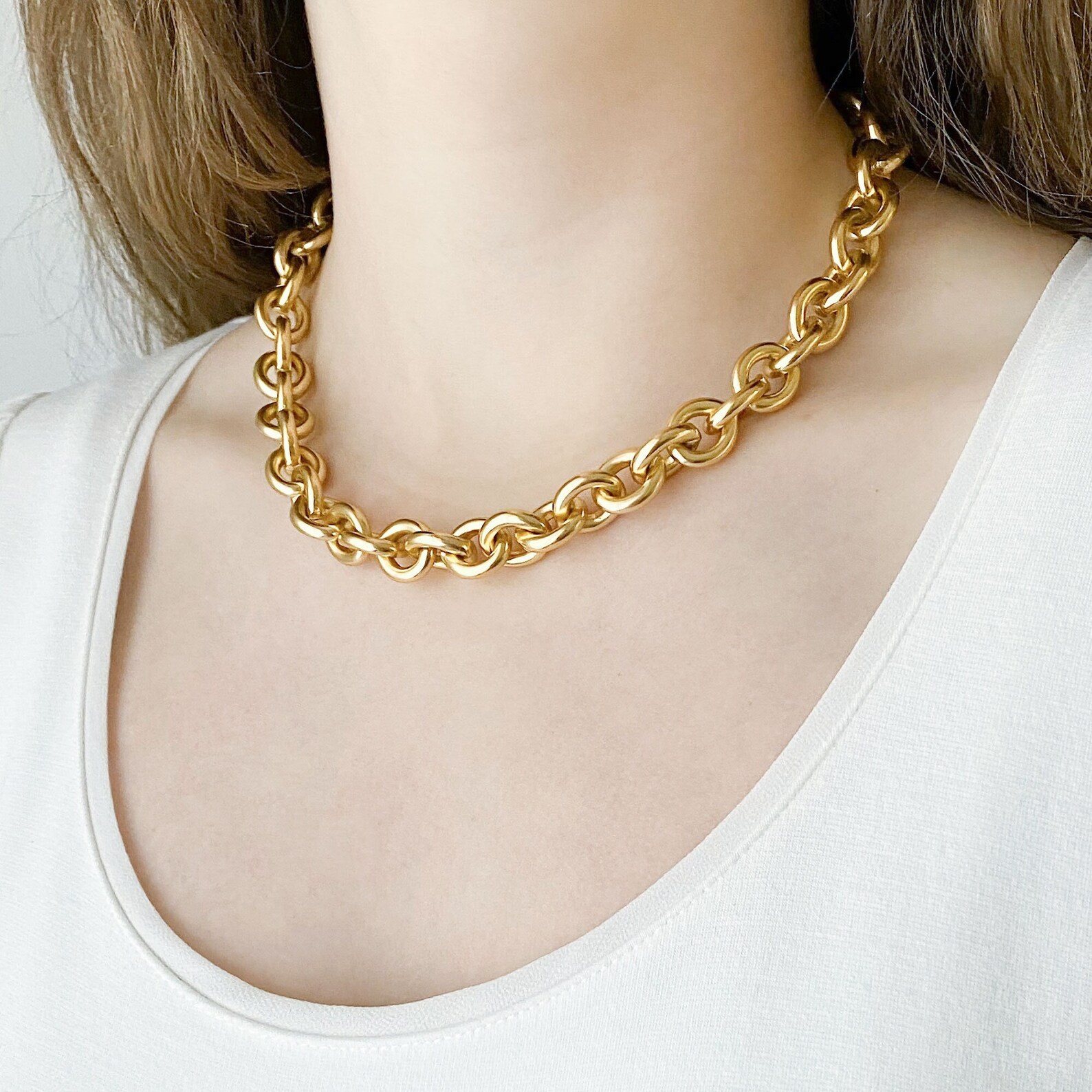 Chunky Gold Chain Necklace 1980s Necklace Chunky Chain Etsy