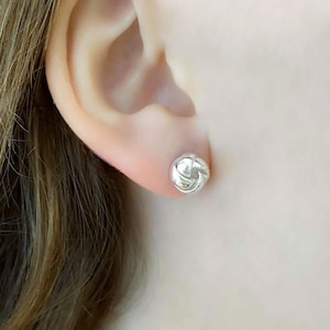 Silver Love Knot Studs • Love Knot Stud Earrings • Bright Silver Tone Love Knots • S614-S