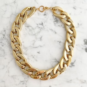 Chunky Gold Chain Necklace, Super Lightweight Gold Plated Plastic Chain was used to make this Large Link Statement Gold Necklace, N2303