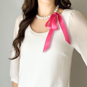 Pink Pearl Tie Necklace - Etsy