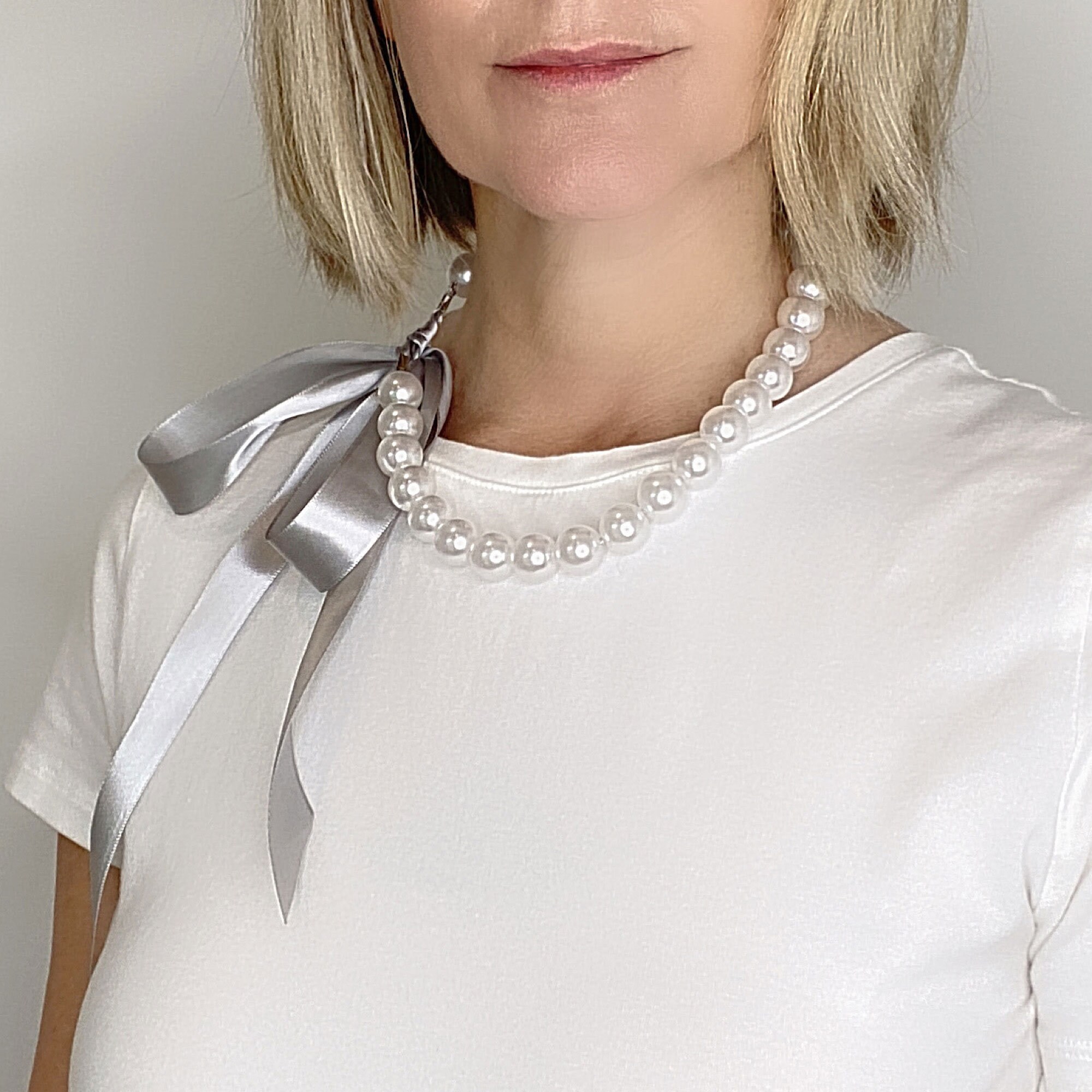 ネックレス・ペンダント TATIANA Silver 925 Ribbon Tie Pearl Necklace NZ2173 MUSINSA | TATIANA (Silver 925) Cubic Ring Ribbon Necklace NZ2176
