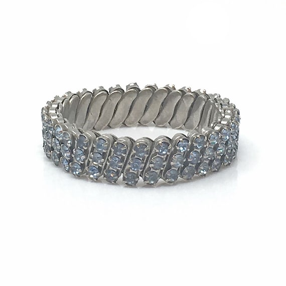 Vintage Pale Blue Rhinestone Expansion Bracelet, B