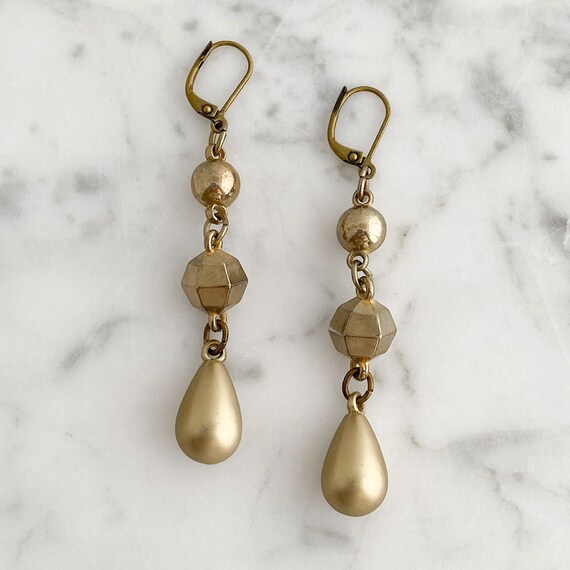Lightweight Bronze Dangle Earrings, Oxidized Gold… - image 7