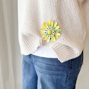 Vintage West Germany Large Enamel Sunflower Brooch, BR230403