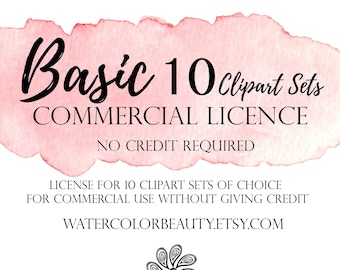 Discount codes not allowed for commercial licenses, commercial license, watercolor illustration commercal license,  commercial use