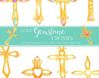 watercolor crosses clipart, watercolor gemstones, baptism clipart, religious clipart, watercolor png, Christian illustration, aquarel cross