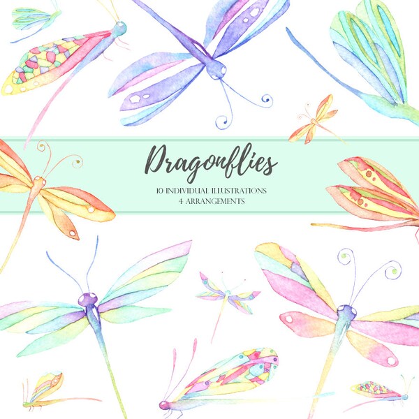 Dragonfly clipart, Libelle Clipart, Watercolor Dragonfly, Aquarel Libelle Png, Insect Clipart, diy images, pink dragonfly, watercolor Png