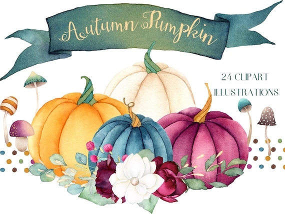 watercolor pumpkin clipart Digital Clipart watercolor autumn fall clipart PNG