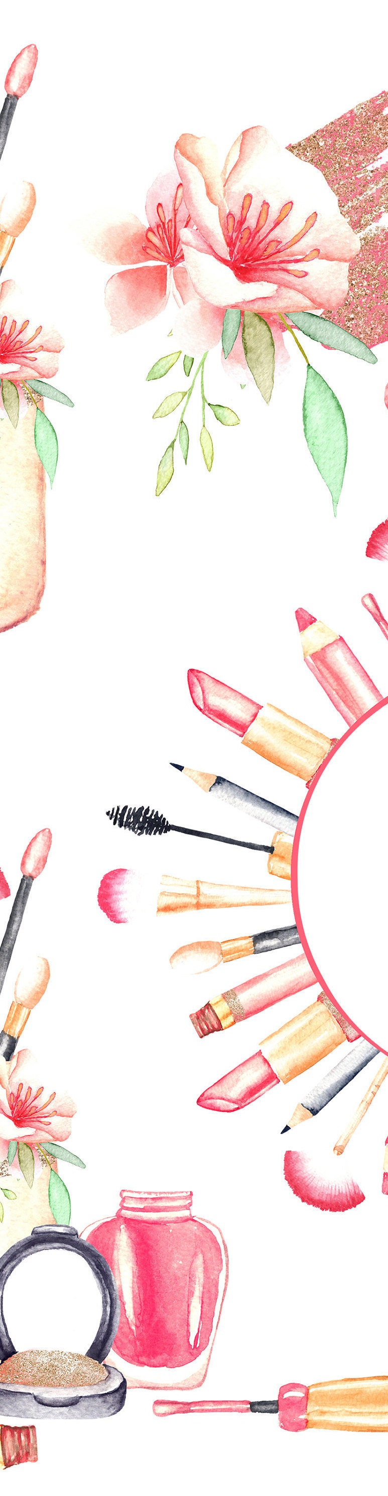 Watercolor Makeup Clipart Glitter Make up Illustrations Etsy Australia