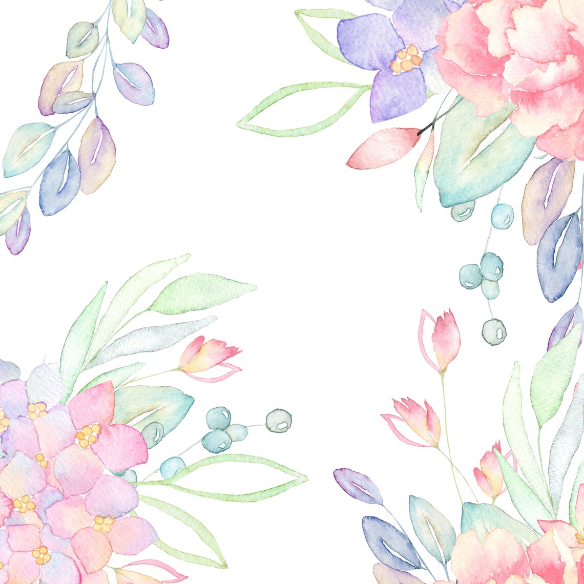 Pink Watercolor Flower Clipart Blush Florals rose Bouquets - Etsy