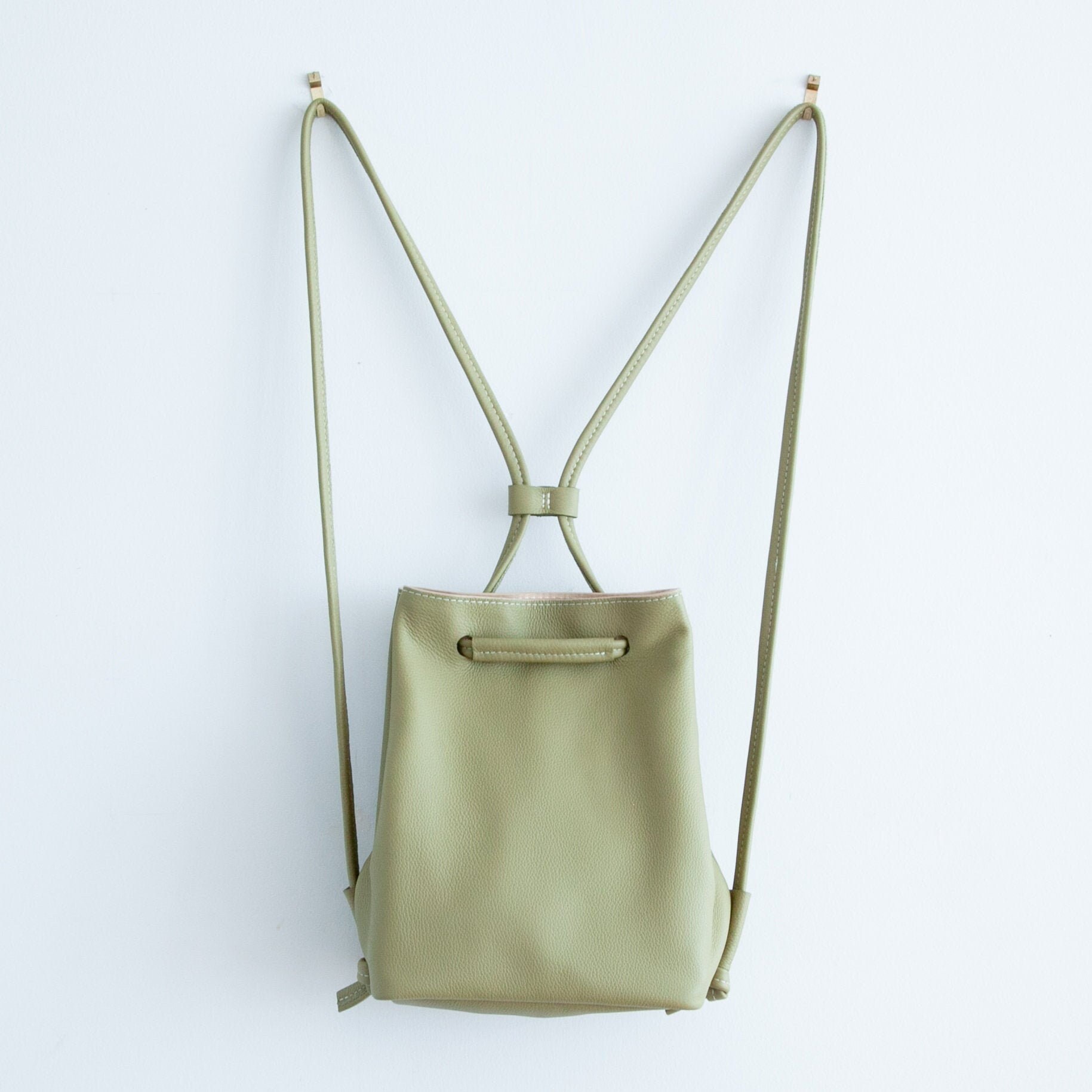 mini leather drawstring backpack