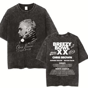Gothic Hip Hop Shirt Vintage Breezy Bowl XX Chris Brown Oversized Tee