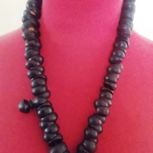 Hand-carved ebony wood Tasbih necklace, Baye fall jewelry
