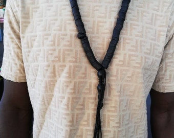Handmade ebony wood tasbih necklace from West Africa