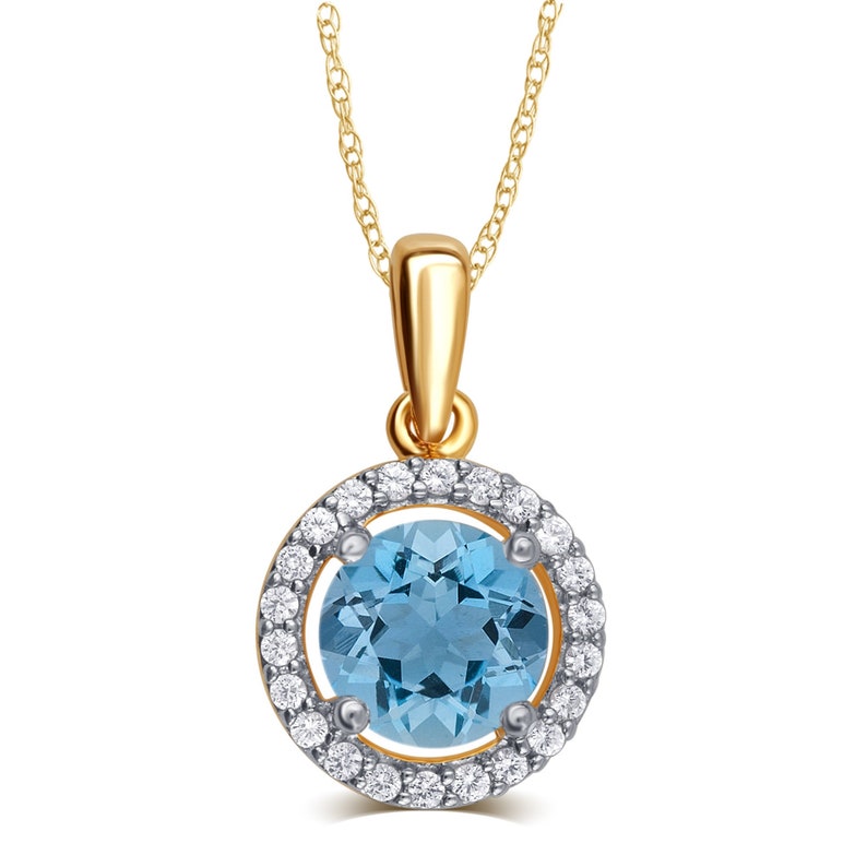 Elegant 0.38 Cttw Created Topaz /& White Sapphire Pendant Necklace In 14K Yellow Gold Plated