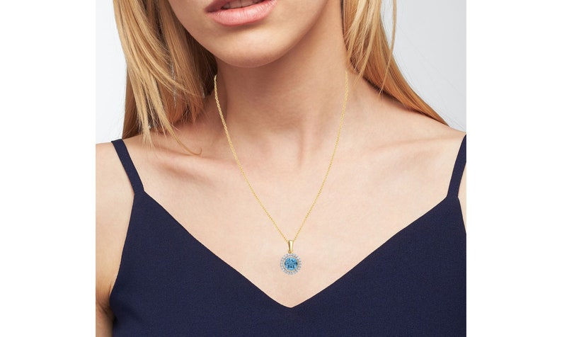 Elegant 0.38 Cttw Created Topaz /& White Sapphire Pendant Necklace In 14K Yellow Gold Plated
