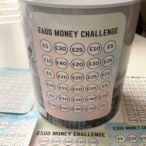 Adesivo MONEY TIN TRACKER / Sfida busta denaro / Sfida risparmio / Adesivi budget / Adesivo traccia debito / Cash Stuffing