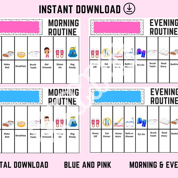 Printable Visual Routine Chart Morning /Evening SEN/ASD Learning Routine