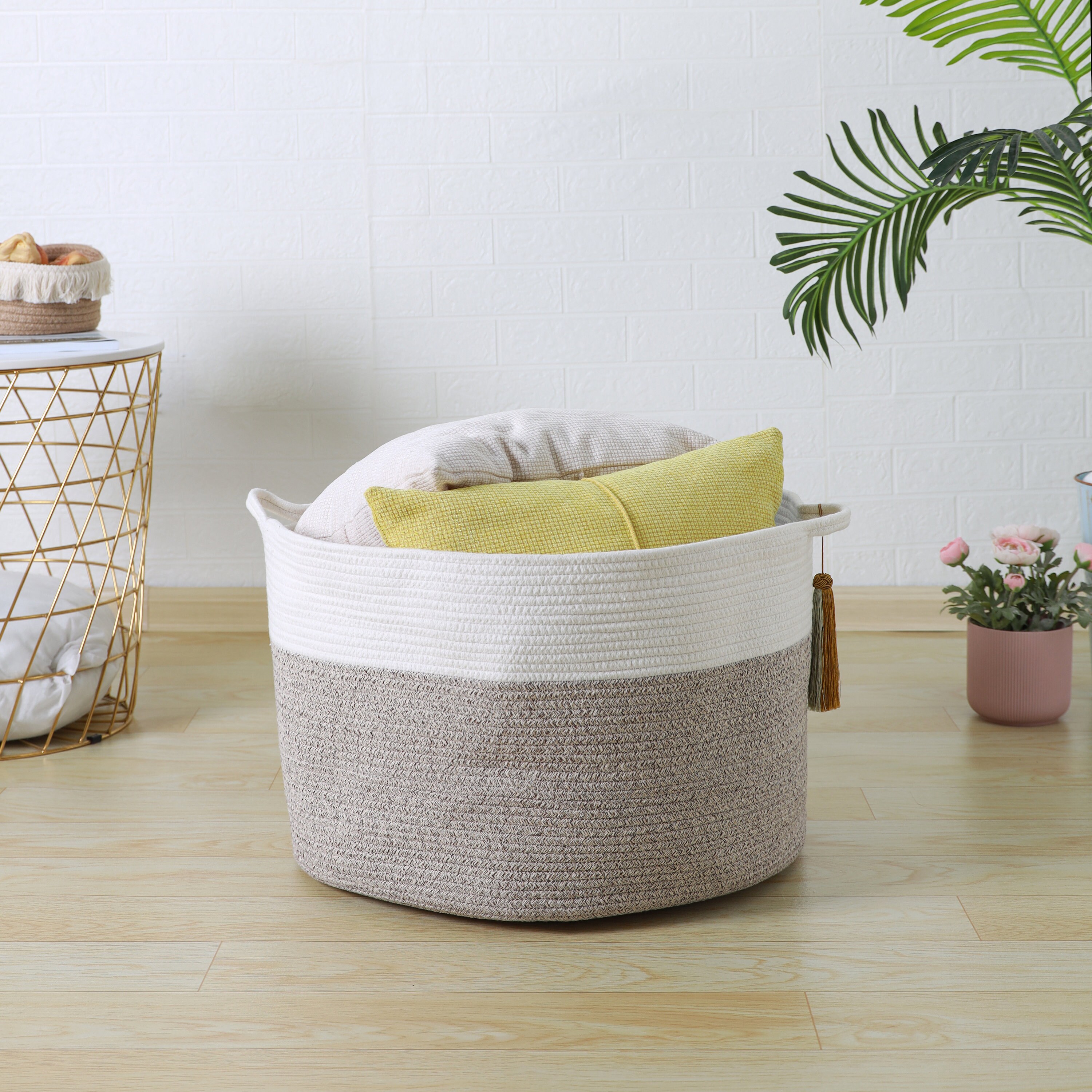 Gran soporte de cesta de lavandería premium cesta de cuerda | Etsy