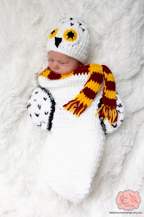 Hedwig Harry Potter Owl Gryffindor Inspired Infant Newborn Baby Outfit Beanie Hat Cocoon Sack Bundle Crochet Photography Photo Prop Etsy