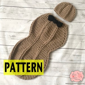 PATTERN ONLY Peanut Shell Nut Mr Miss Infant Newborn Baby Outfit Beanie Hat Bow Tie Cocoon Sack Bundle Crochet Photography Photo Prop image 3